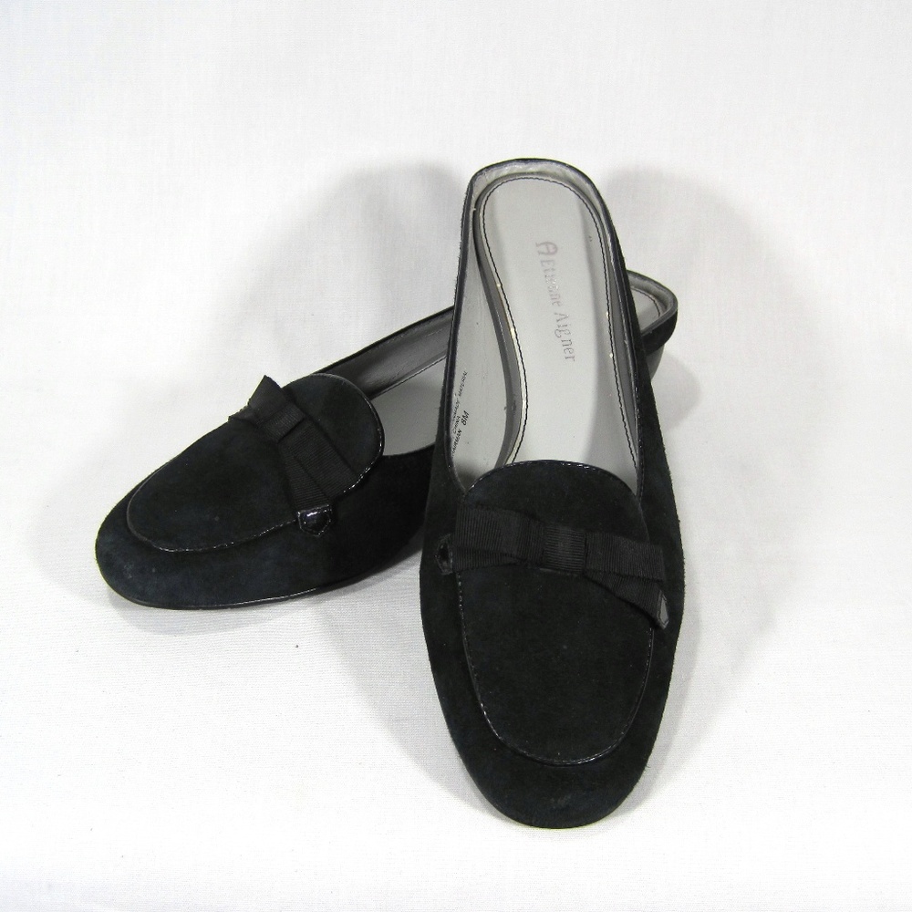Etienne Aigner Black Suede E-Chairman Mules Sz: 8M